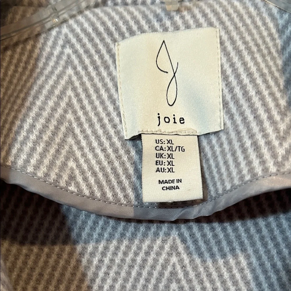 Joie XL Women's Gray/Cream Stripe Wool Waist Jacket